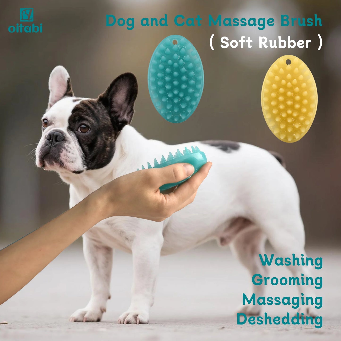 Soft Rubber Pet Brush for Short Hair Dog & Cat Grooming Bathing Massaging Deshedding Multi-Function Wet or Dry Pets Brush