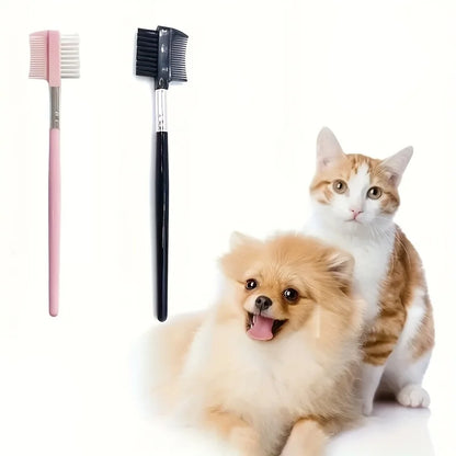 2Pcs Pet Eye Comb Double-Sided Dog Tear Stain Remover Brush Dual-Head Eyebrow Comb Brow Tool Shaping Brush