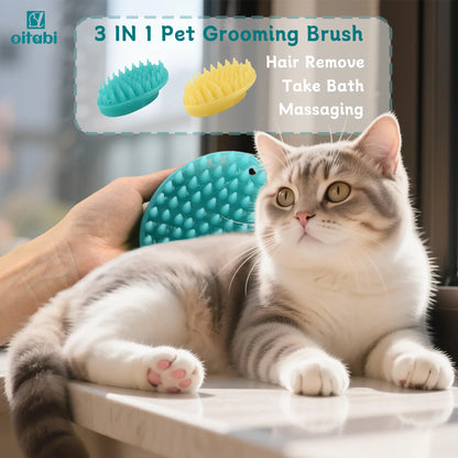 Soft Rubber Pet Brush for Short Hair Dog & Cat Grooming Bathing Massaging Deshedding Multi-Function Wet or Dry Pets Brush