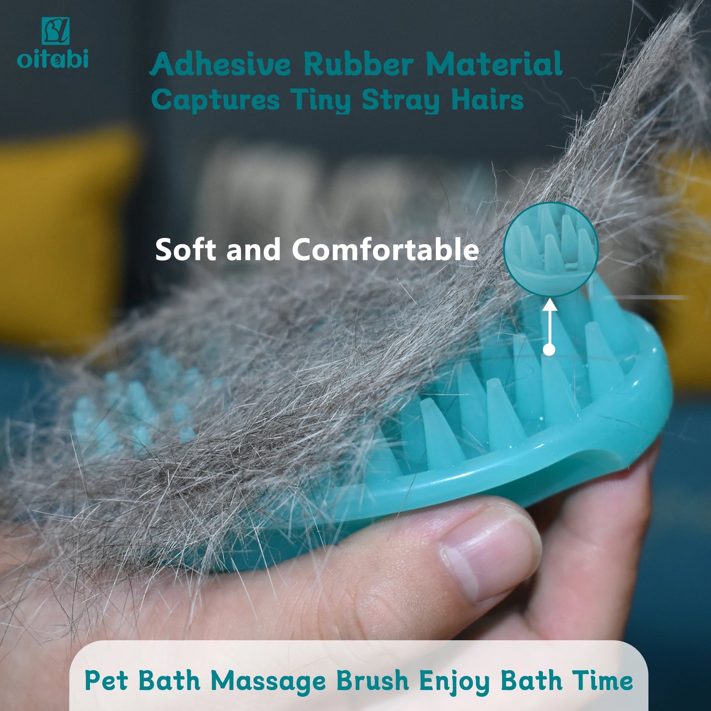 Soft Rubber Pet Brush for Short Hair Dog & Cat Grooming Bathing Massaging Deshedding Multi-Function Wet or Dry Pets Brush