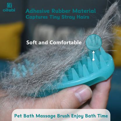 Soft Rubber Pet Brush for Short Hair Dog & Cat Grooming Bathing Massaging Deshedding Multi-Function Wet or Dry Pets Brush