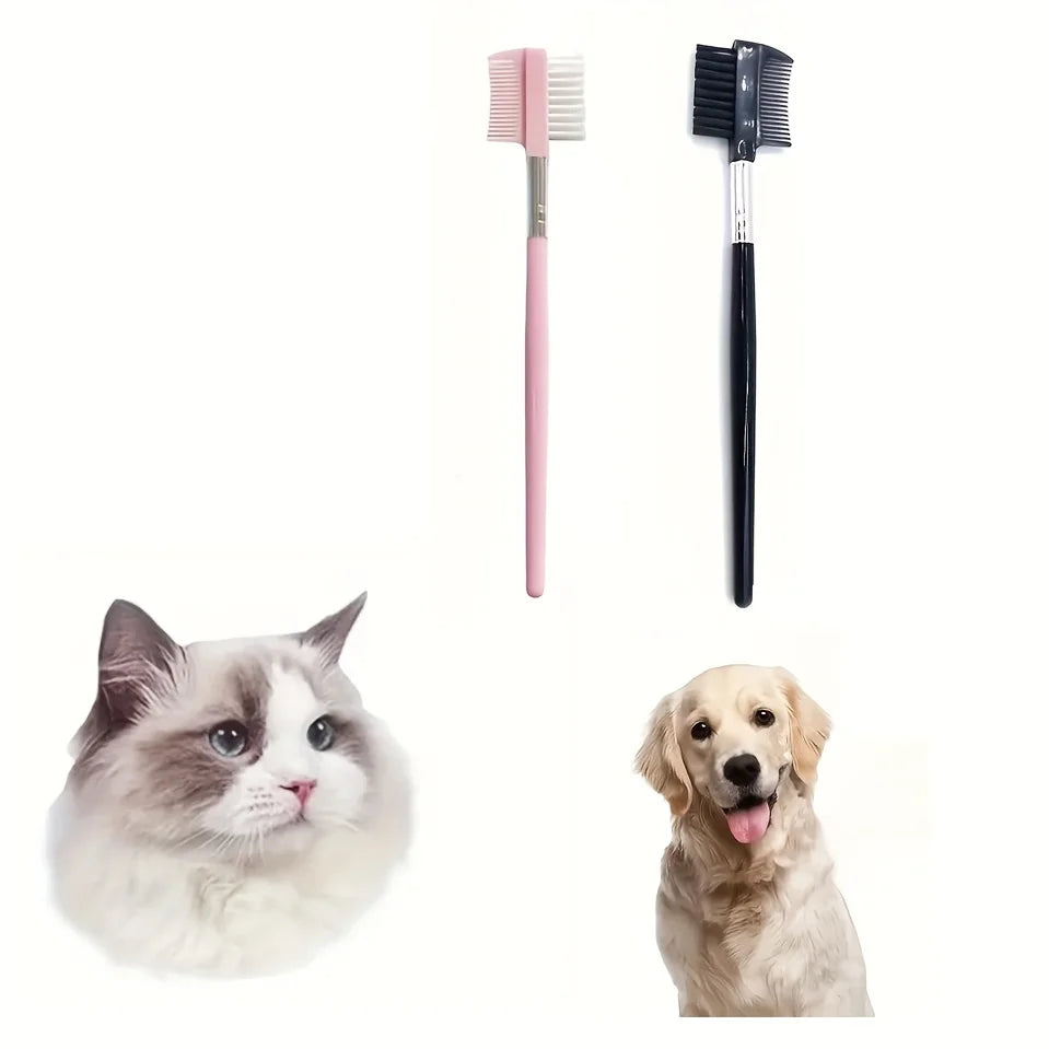 2Pcs Pet Eye Comb Double-Sided Dog Tear Stain Remover Brush Dual-Head Eyebrow Comb Brow Tool Shaping Brush