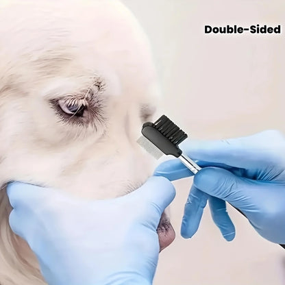 2Pcs Pet Eye Comb Double-Sided Dog Tear Stain Remover Brush Dual-Head Eyebrow Comb Brow Tool Shaping Brush