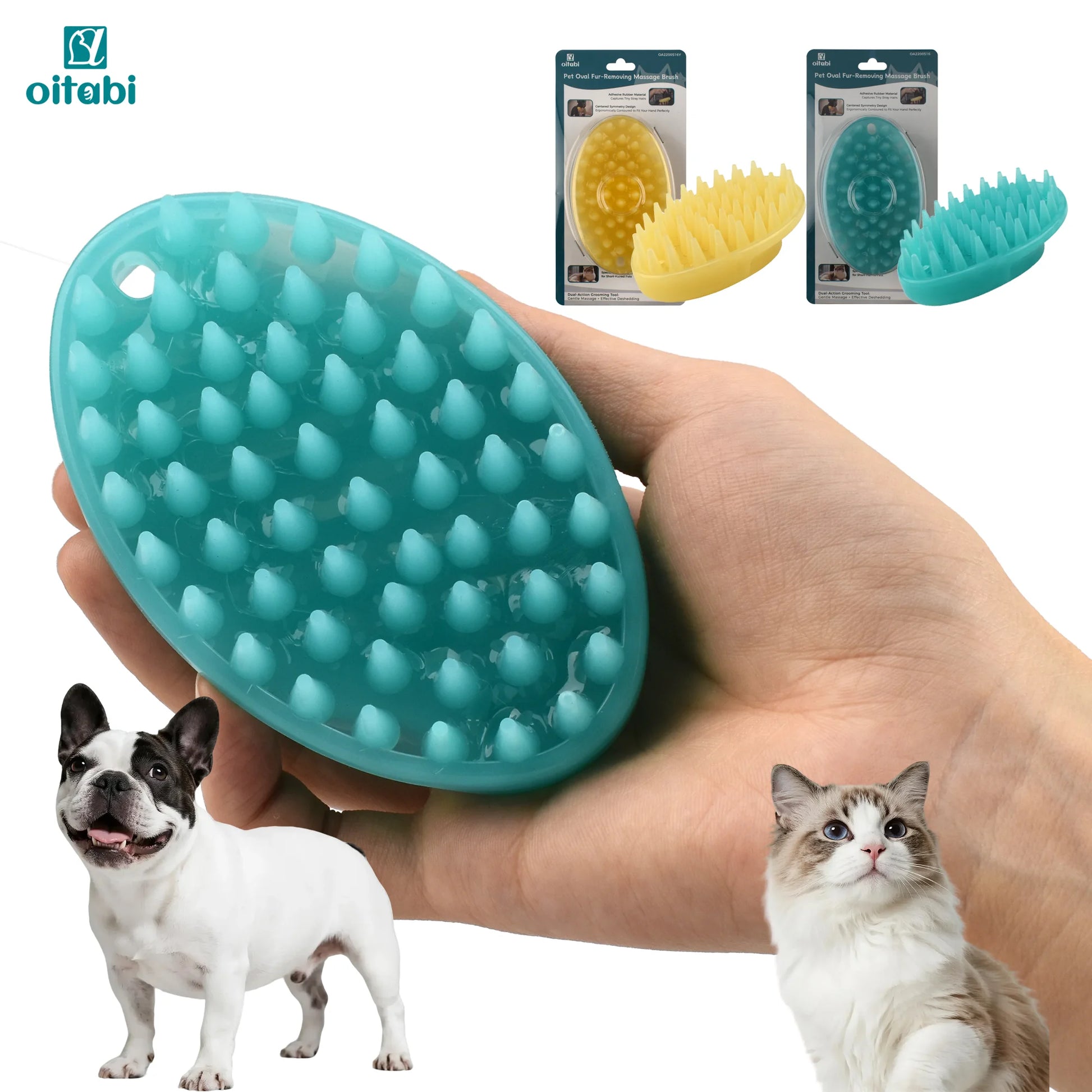 Soft Rubber Pet Brush for Short Hair Dog & Cat Grooming Bathing Massaging Deshedding Multi-Function Wet or Dry Pets Brush